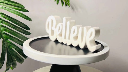 Believe White Aesthetic Table Decor