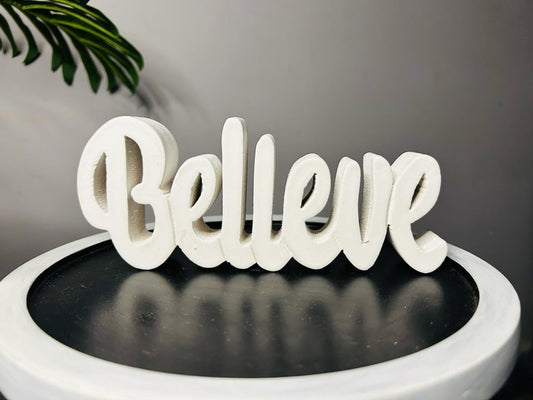 Believe White Aesthetic Table Decor