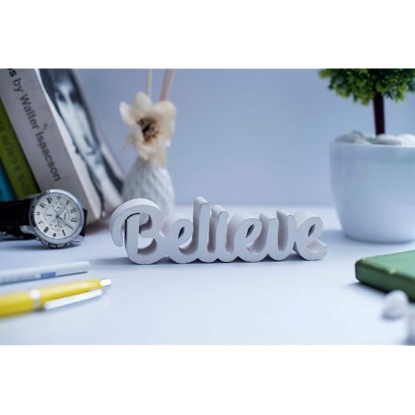 Believe White Aesthetic Table Decor